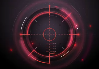 Foto op Canvas Futuristic red rifle scope HUD for take aim © Black White Mouse