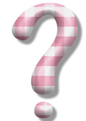 question mark - font symbol - white and pink color - lettering - multicolo, embossed tubular font, transparent backgroun - image, poster, placard, banner, postcard, card.
 - obrazy, fototapety, plakaty
