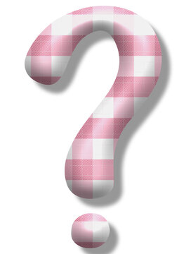 question mark - font symbol - white and pink color - lettering - multicolo, embossed tubular font, transparent backgroun - image, poster, placard, banner, postcard, card.
