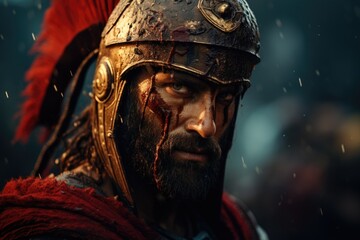 Spartan, a solitary warrior in minimalist armor, radiating discipline and strength. Embody essence of ancient Greek valor unyielding resilience. Austere training battlefield prowess, essence spirit.
