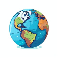 flat 2d vector illustration of globe, beautiful earth globe vector, attractive earth, plain white background, simple vector style graphic
