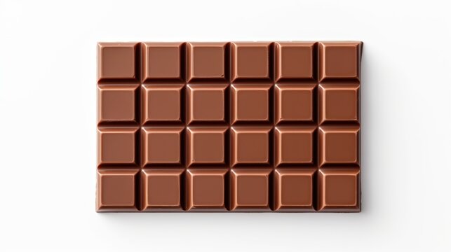 Chocolate Bar on White Background. Cocoa, Sugar
