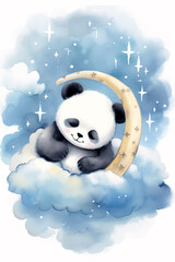 Fototapeta premium A panda on a cloud