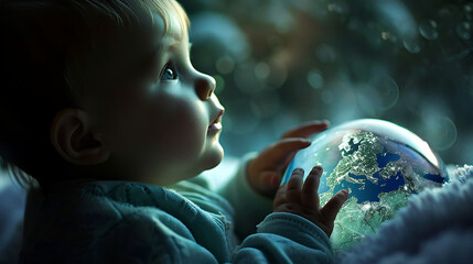 Naklejka premium A baby discovering the world