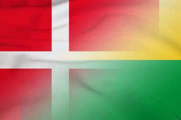 Fototapeta premium Denmark and Guinea Bissau national flag transborder contract GNB DNK