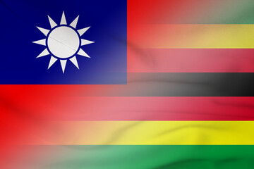 Fototapeta premium Taiwan and Zimbabwe national flag transborder negotiation ZWE TWN