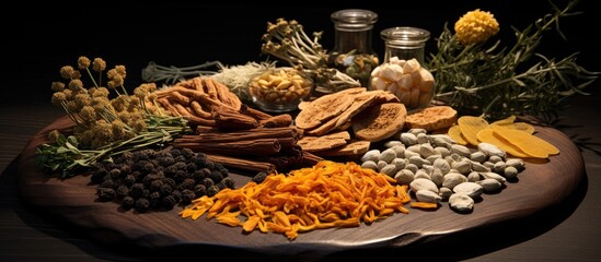 Bai Zhu used golden steelyard with diverse herbs for healing various diseases.