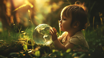 Naklejka premium A baby discovering the world
