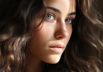 Naklejka premium Portrait of woman with captivating beauty. AI generated