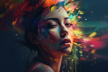 Artistic creation composed of bright colors, made through digital painting and drawing techniques. Generative AI
