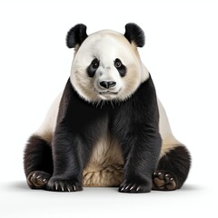 Naklejka premium panda bear isolated on white background, realistic photo studio image