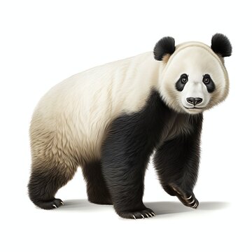 panda bear isolated on white background, realistic photo studio image