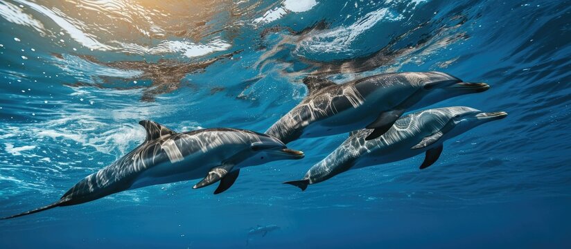 Pacific ocean dolphins swimming