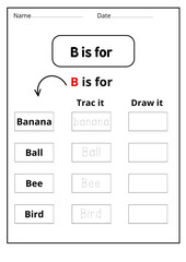 b is for worksheet - b worksheet for preschool - Tracing letter b worksheets