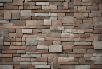 Old brown gray vintage shabby patchwork motif tiles stone concrete cement wall texture background banner