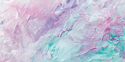 Fototapeta na wymiar Whimsical folds and ripples in a blend of soft pinks and aqua, reminiscent of a gentle watercolor flow on canvas.