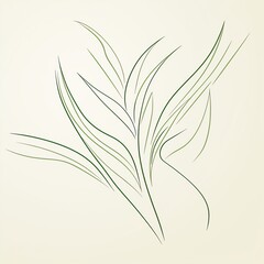 sage green art in a one-line style, pencil line art, white background, simple, Matisse style