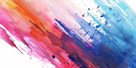 A colorful abstract painting with bold brush strokes in pink, orange, and blue.