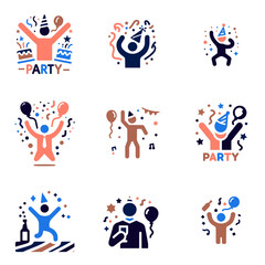 Fototapeta premium People Dancing and Enjoying Outline Drawing Collection