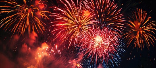 Obraz premium Explosive fireworks in the sky.