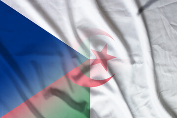 Czech Republic and Algeria national flag transborder contract DZA CZE - obrazy, fototapety, plakaty