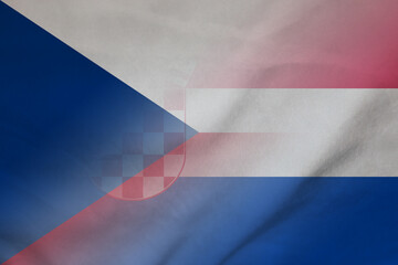 Czech Republic and Croatia political flag transborder contract HRV CZE - obrazy, fototapety, plakaty