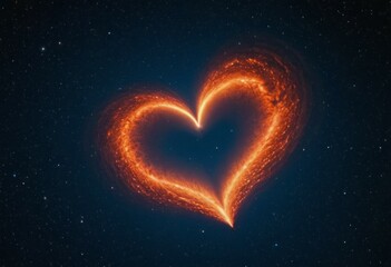 Glowing heart. Background with selective focus and copy space