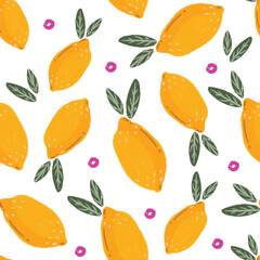 Seamless Lively Lemon Illustration Pattern
