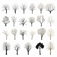 winter tree bare trees collection - obrazy, fototapety, plakaty