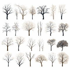 winter tree bare trees collection - obrazy, fototapety, plakaty