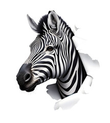 Z&egrave;bre sortant la t&ecirc;te d'un trou dans une feuille de papier