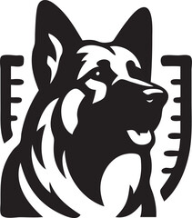 German Shepard Dog Black and White Vector