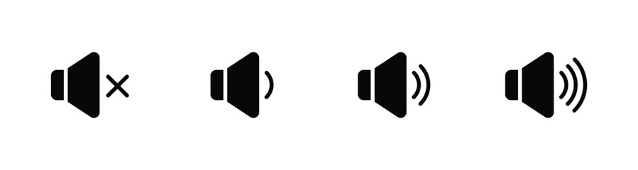Speaker Set Icon. Sound Icon. volume icon vector illustration - obrazy, fototapety, plakaty