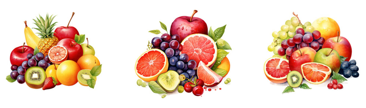 Watercolor Fruit Set