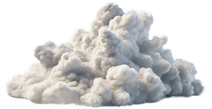 White cotton wool clouds on the close-up transparent background