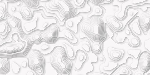 The stylized height of the topographic map contour. Seamless pattern with White color wave paper topographic contours map background to contour lines vector map seamless pattern. 