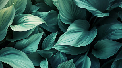 A serene, nature-inspired background with abstract leaf shapes in varying shades of green, layered to create a sense of depth and tranquility.