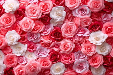 Background of Mixed Roses for Valentine’s Day