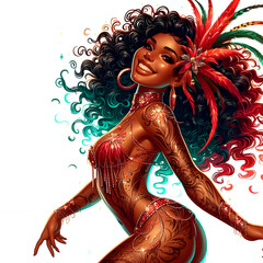 Carnival Glamour: Stunning Afro-Brazilian in Festive Hues