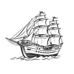 Ship Illustration Clip Art Design Shape. Boat Silhouette Icon Vector.
