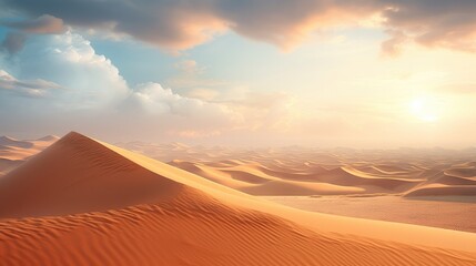 Fototapeta na wymiar A vast desert landscape with rolling dunes.