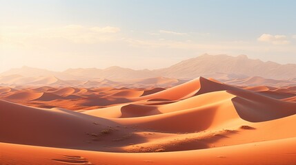 A vast desert landscape with rolling dunes.