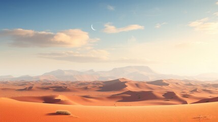 Fototapeta na wymiar A vast desert landscape with rolling dunes.
