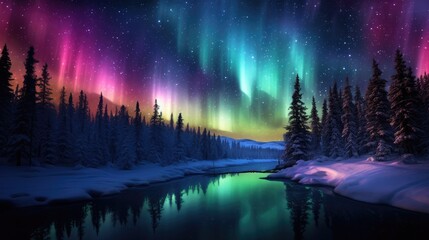 A stunning aurora borealis lighting up the night sky. - obrazy, fototapety, plakaty