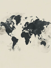 A Minimal Illustration Of A Minimalist Map Of The World In Monochrome