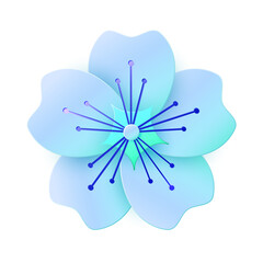 Vector cute blue flower on white background