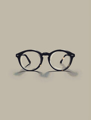 A Minimal Illustration Of A Simple Elegant Pair Of Glasses On A Gray Background