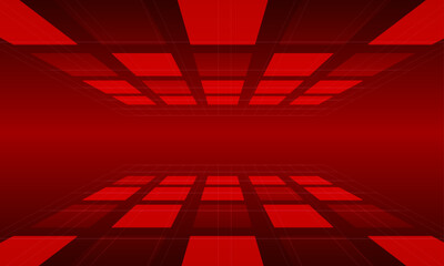 Fototapeta premium Vector abstract red glowing technology perspective background