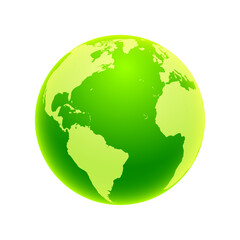 vector world globe map. north america centered map. green planet sphere
