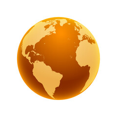 vector world globe map. north america centered map. yellow planet sphere